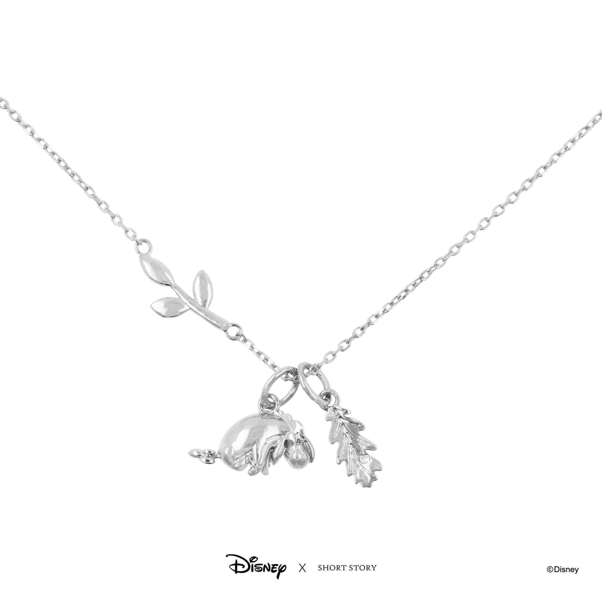 Disney Necklace Charm Diamante Thistle Leaf