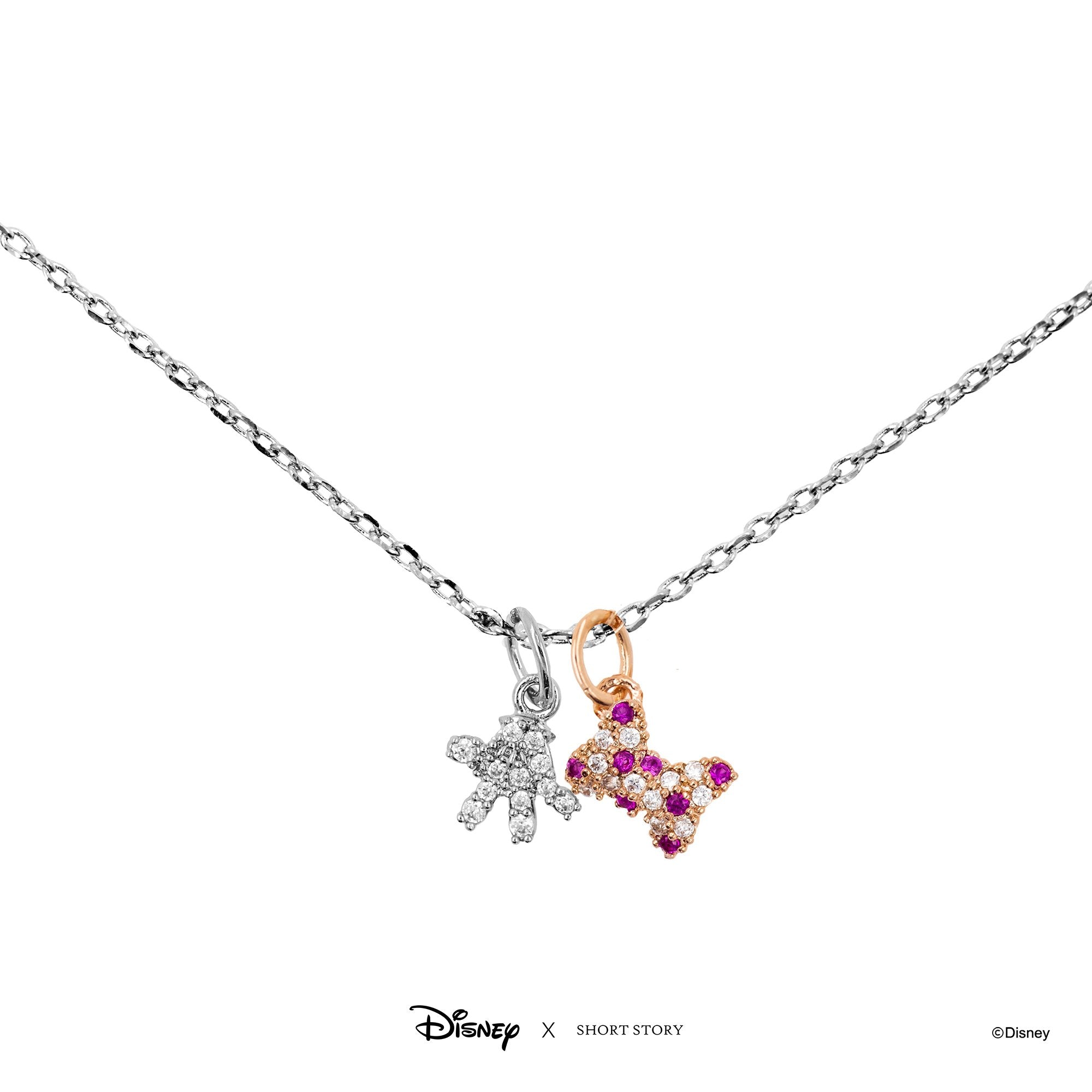 Disney Necklace Diamante Mickey Gloves &amp; Bow