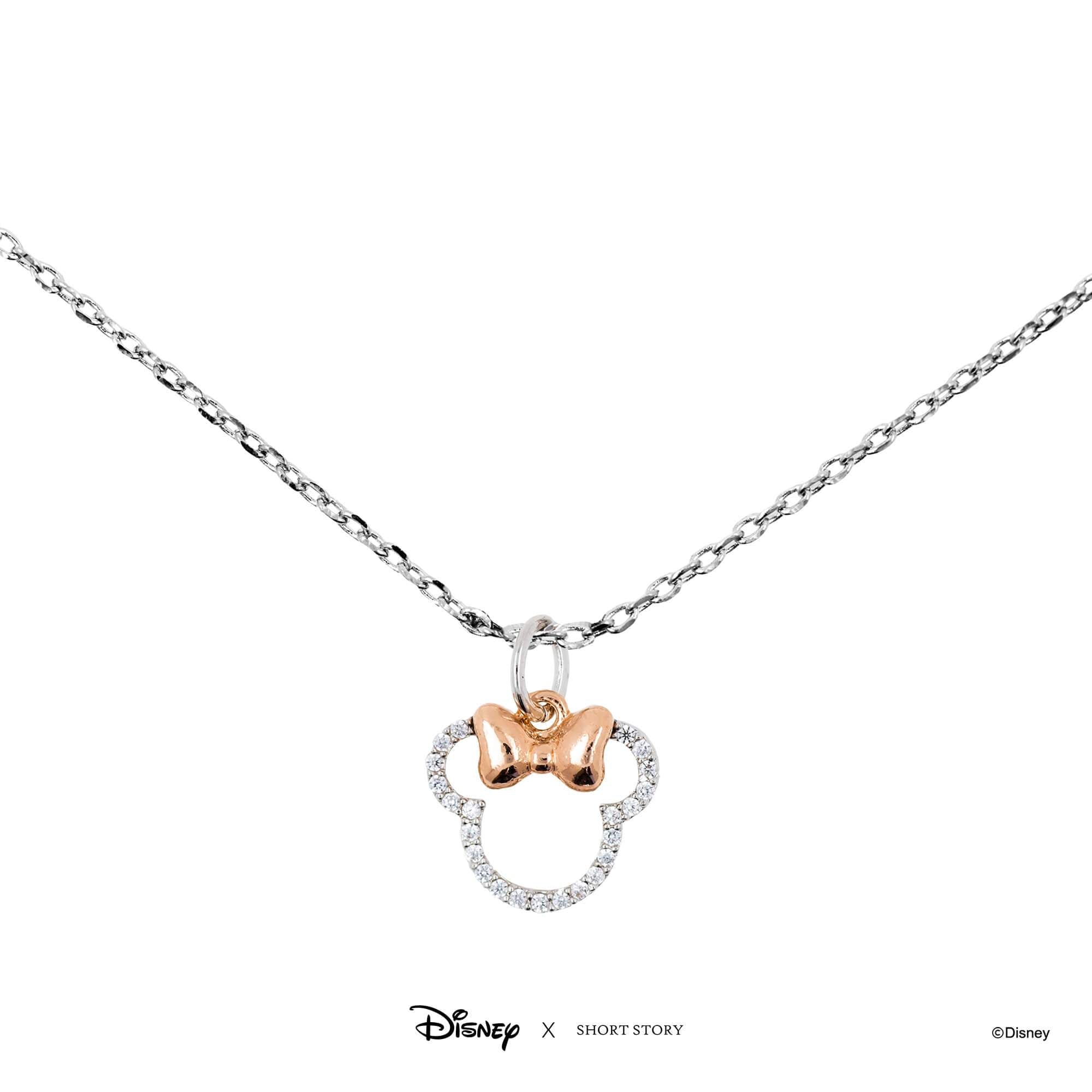 Disney Silver 10kt Yellow Gold Mickey & Minnie Mouse 18in Necklace TT23504D