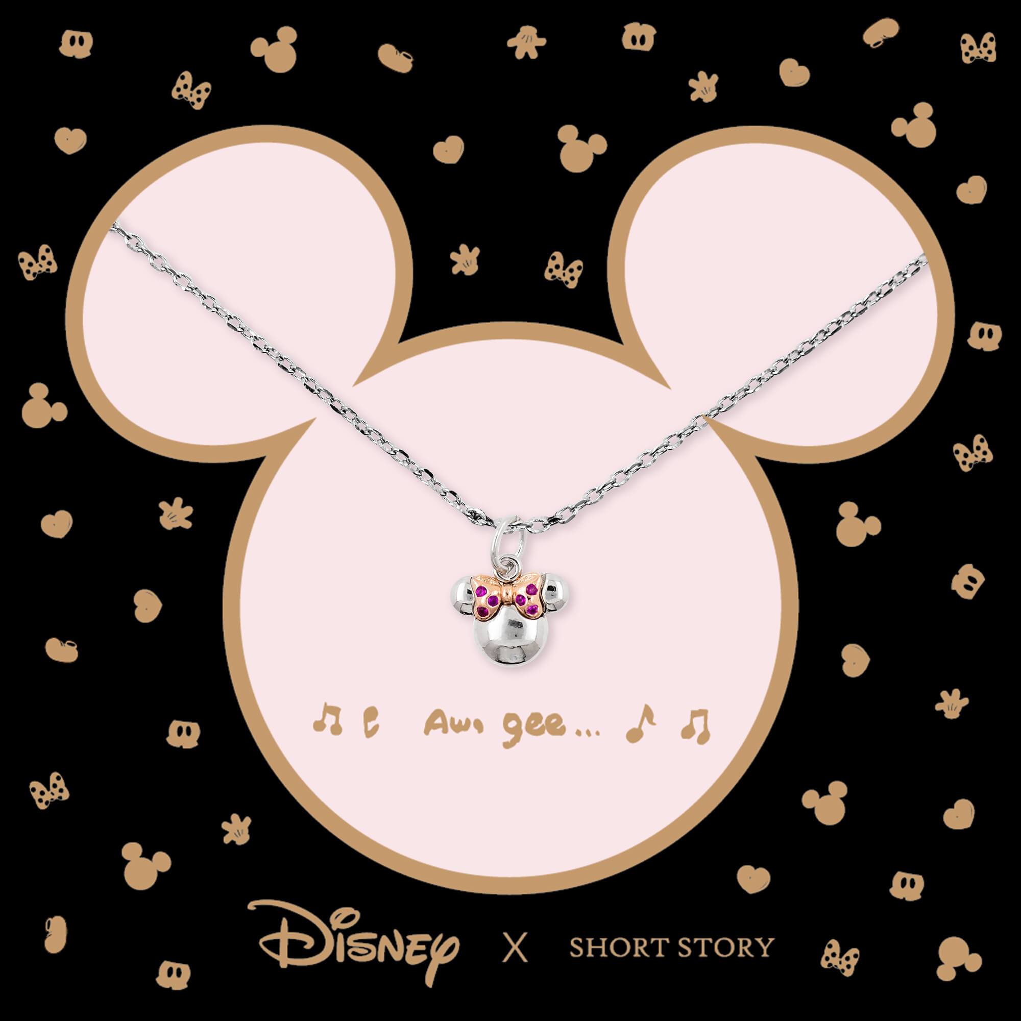 Disney Necklace Diamante Minnie Ears Short Story