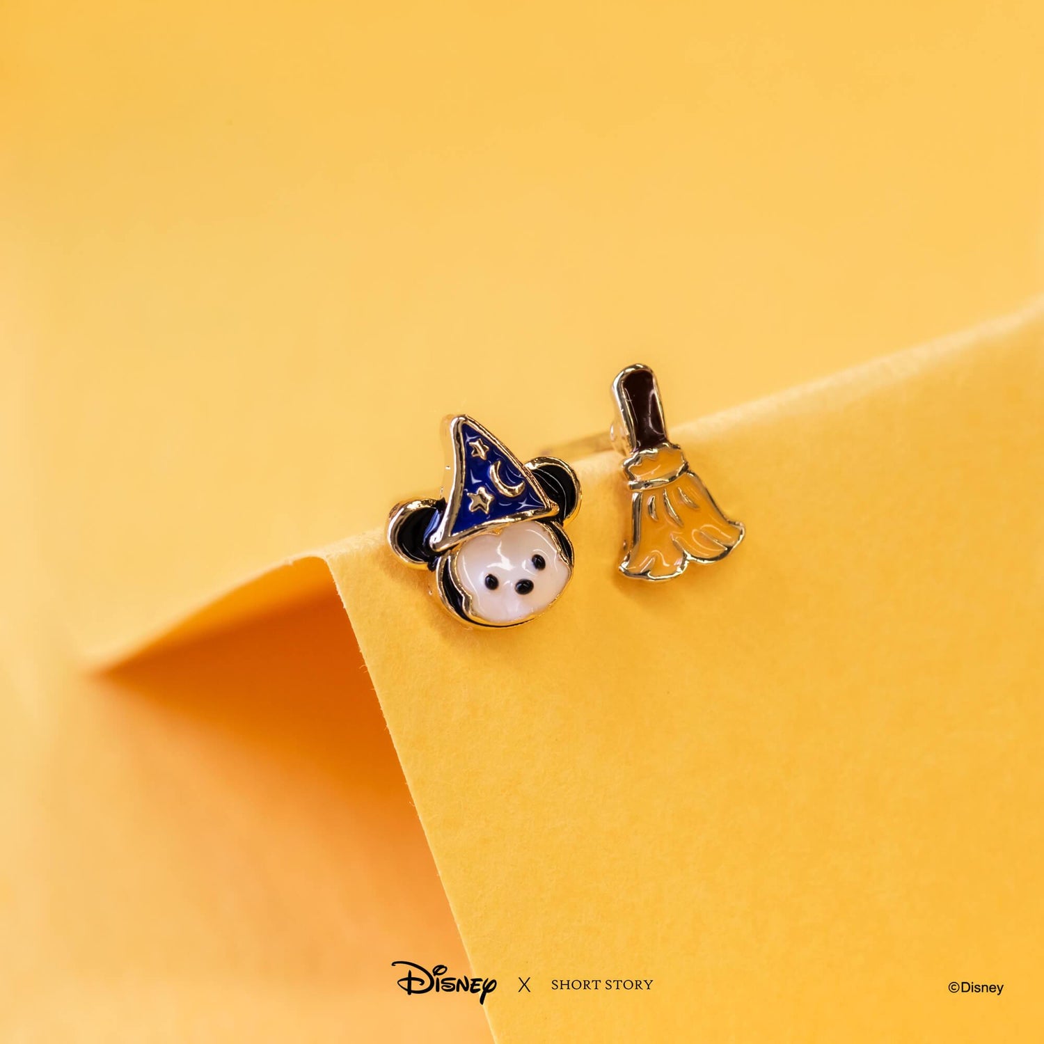 Disney Earring Epoxy Mickey Fantasia Broom &amp; Wizard Hat