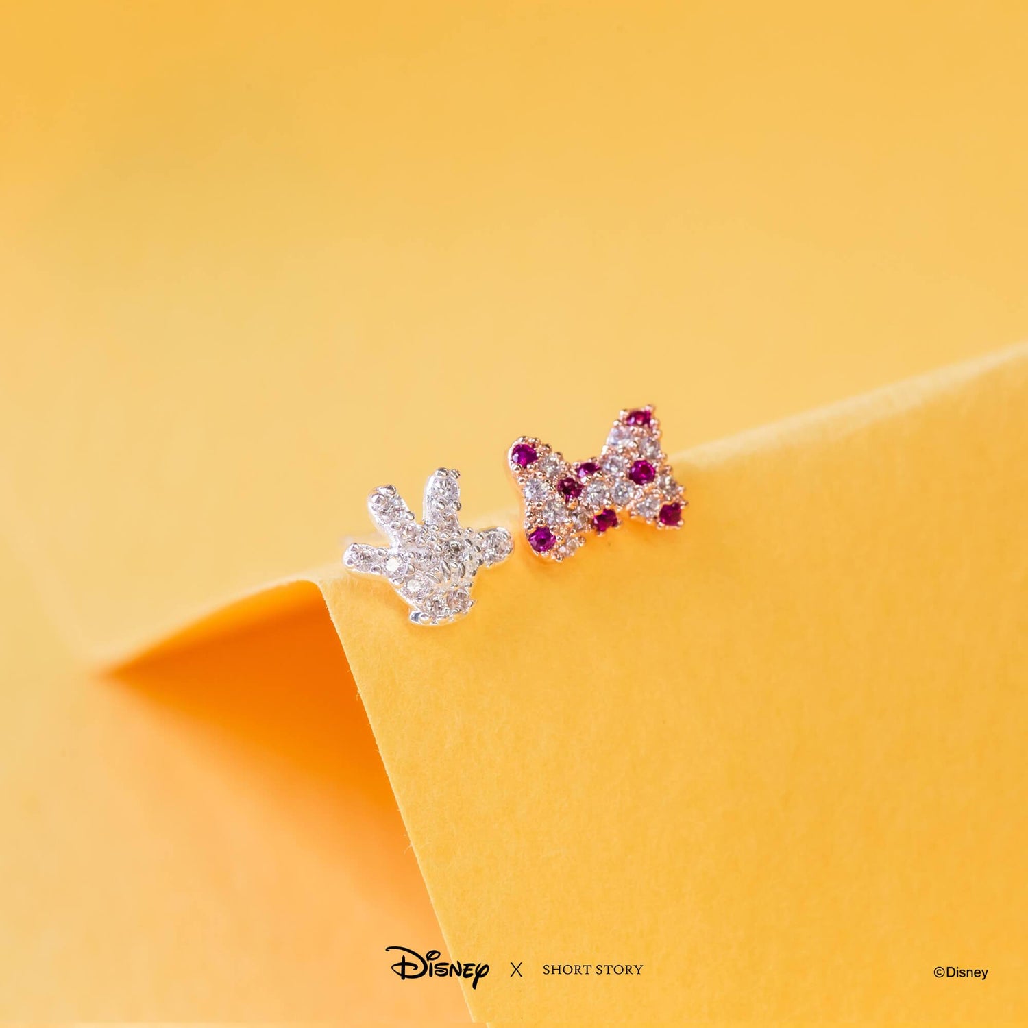 Disney Earring Diamante Mickey Gloves &amp; Bow