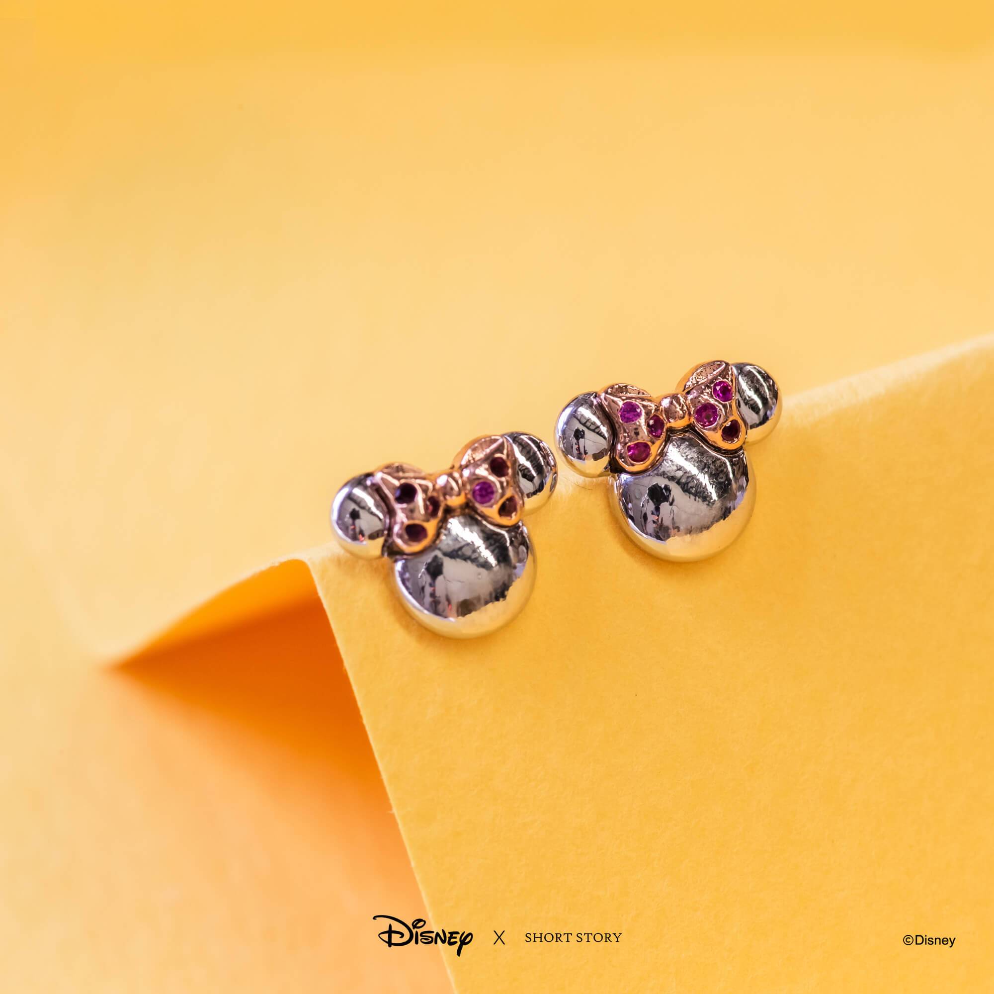 Disney Earring Diamante Minnie Ears Silver