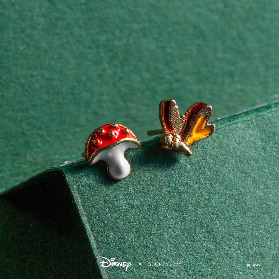 Disney Earring Epoxy Mushroom and Butterfly
