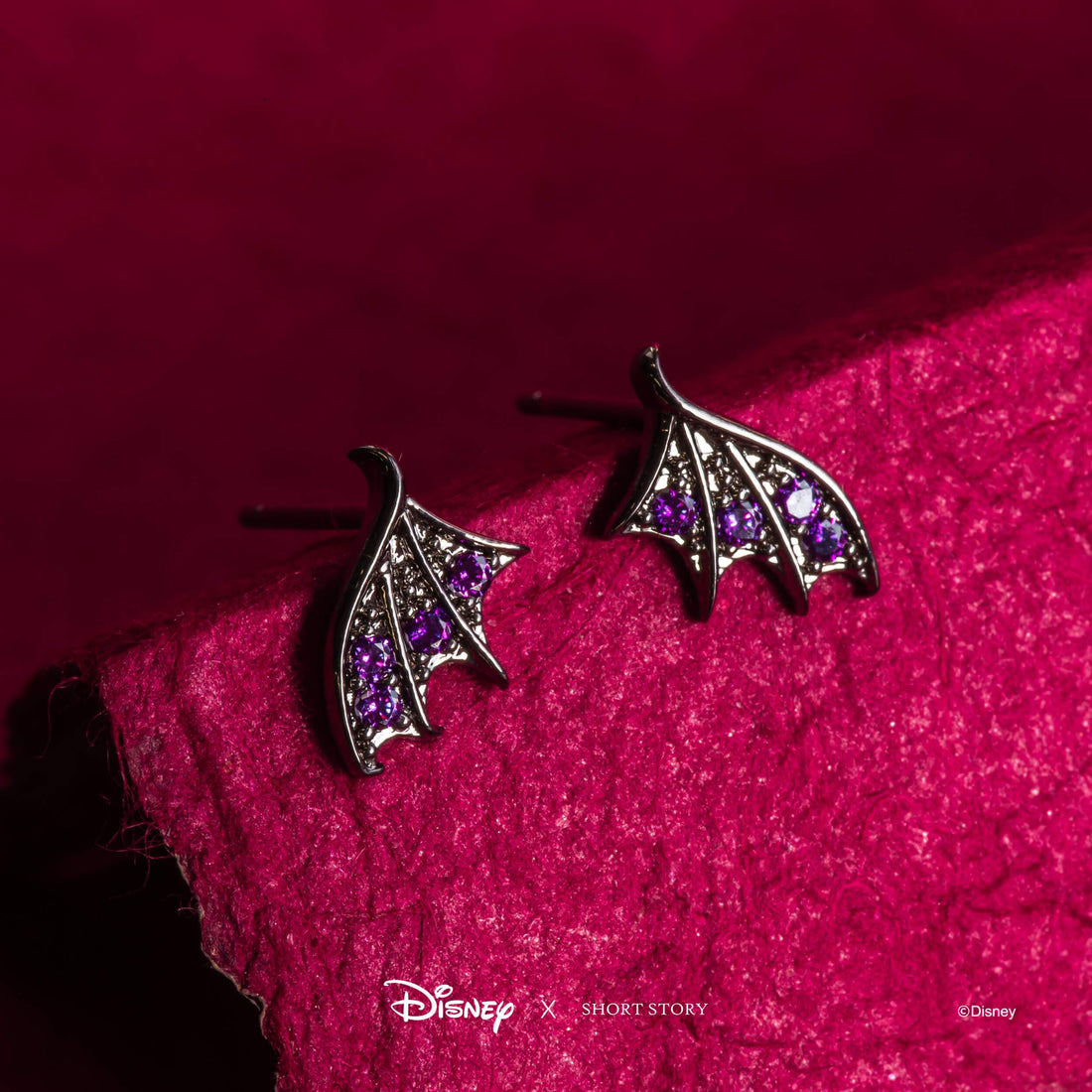 Disney Earring Diamante Maleficent Dragon Wings