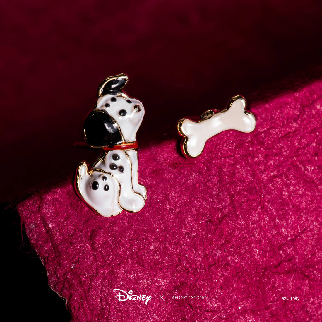 Disney Earring Epoxy 101 Dalmations Dog and Bone