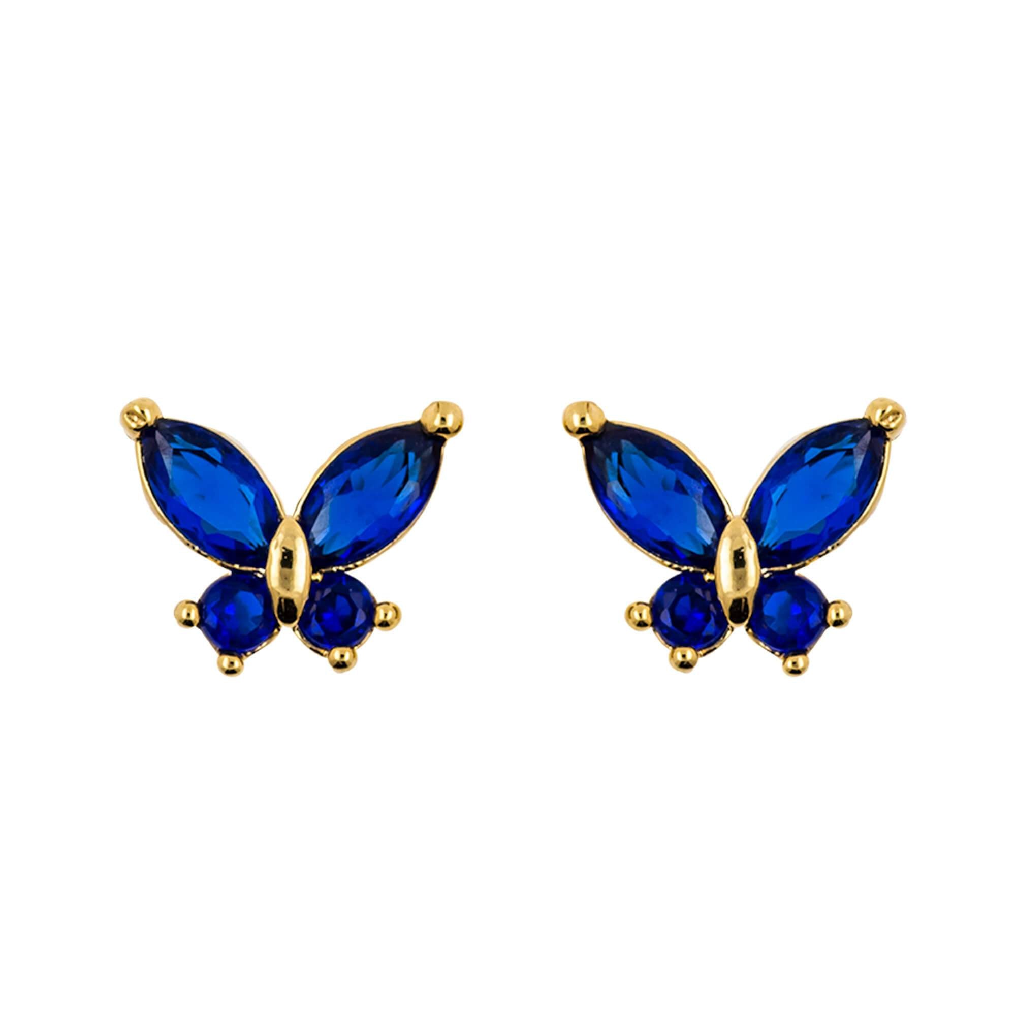 Earring Diamante Butterfly Blue