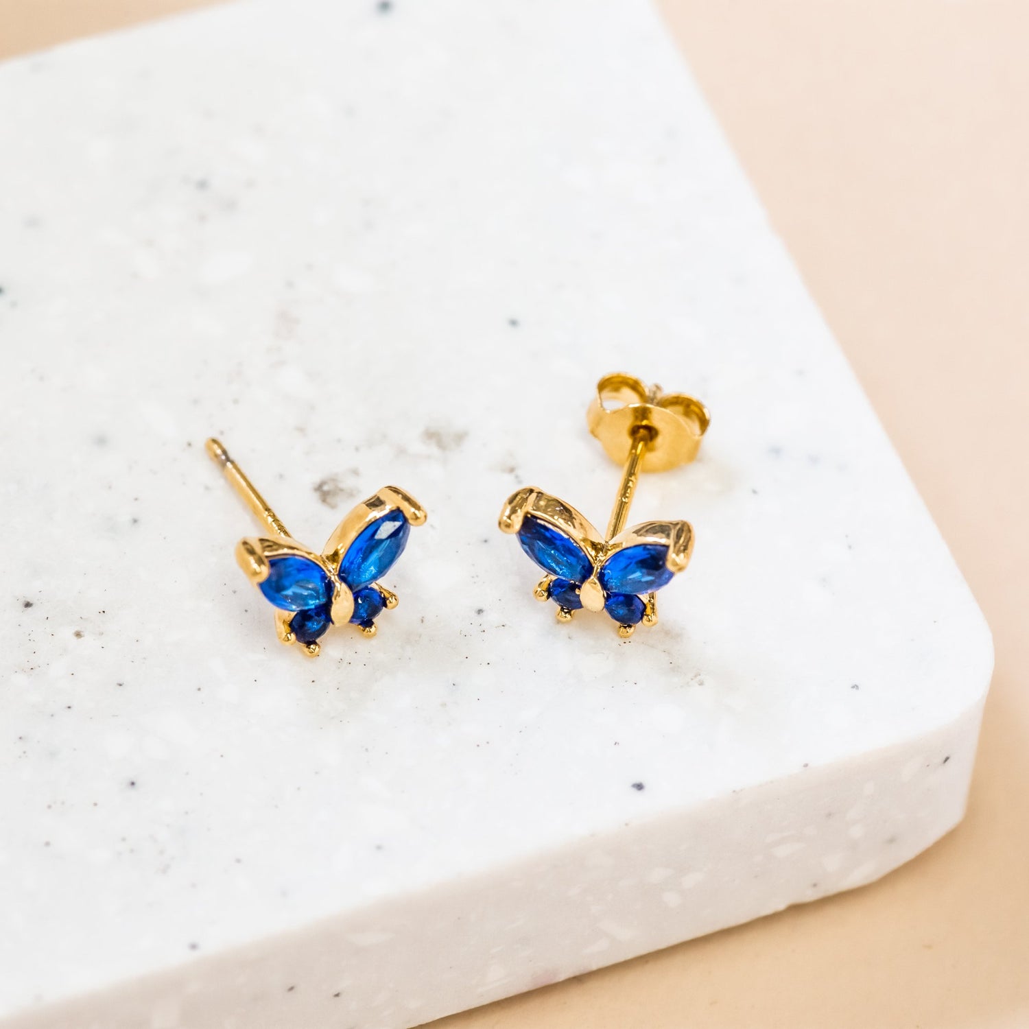 Earring Diamante Butterfly Blue