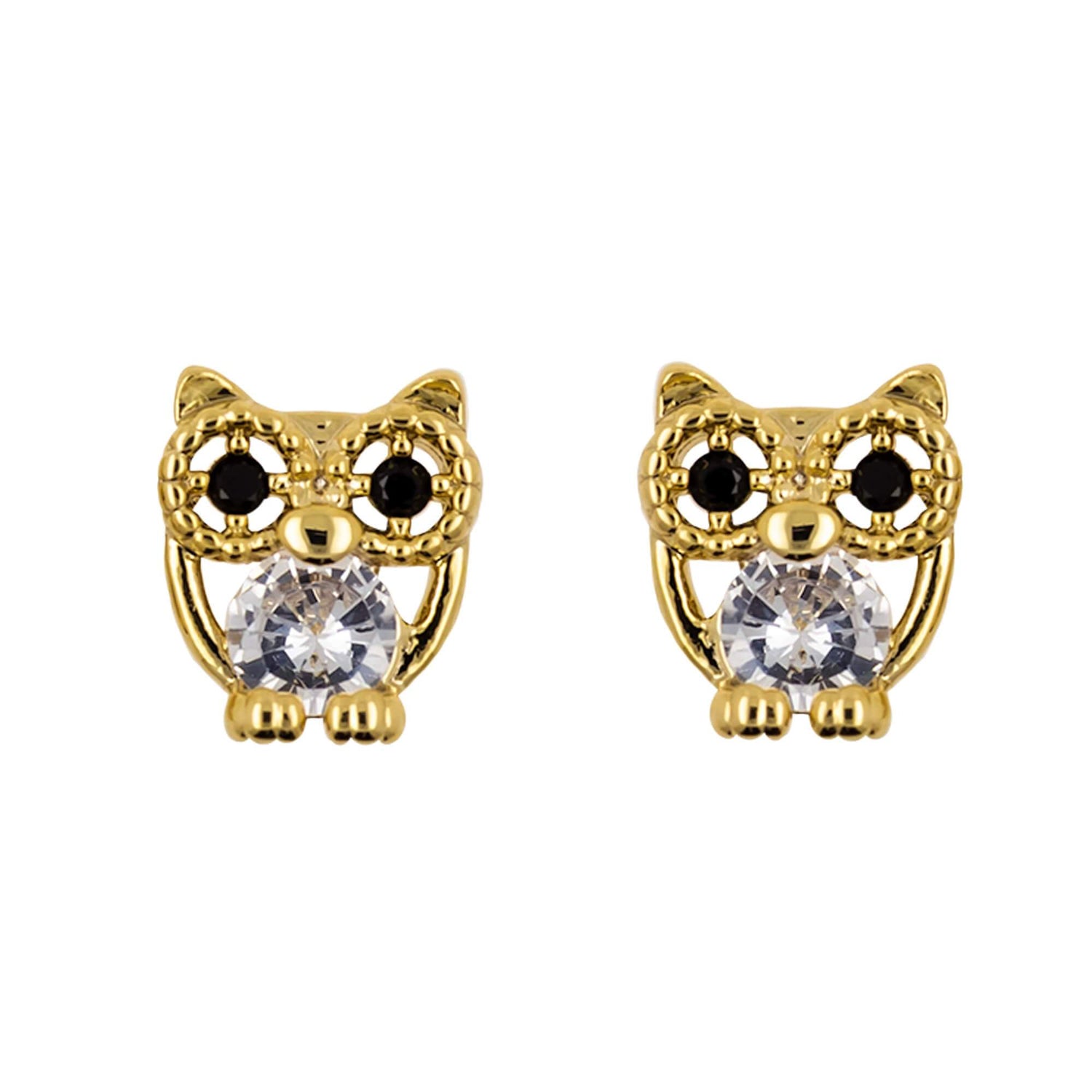 Earring Diamante Owl Gold