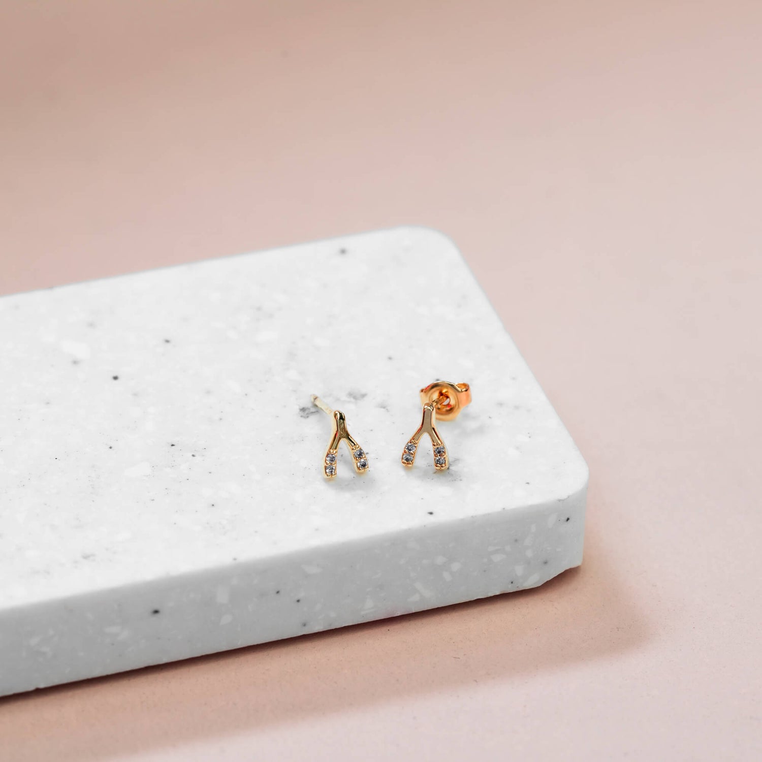 Earring Diamante Mini Wishbone