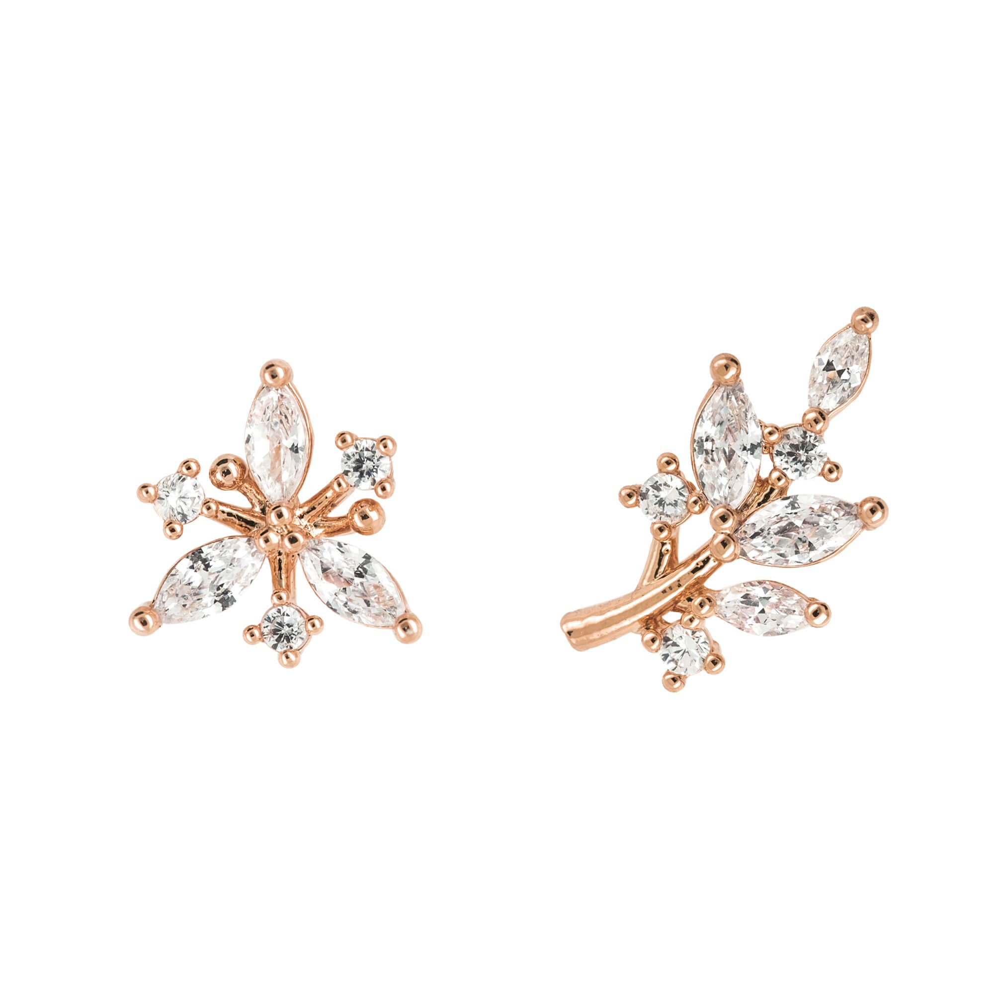 Earring Diamante Leaf and Flower