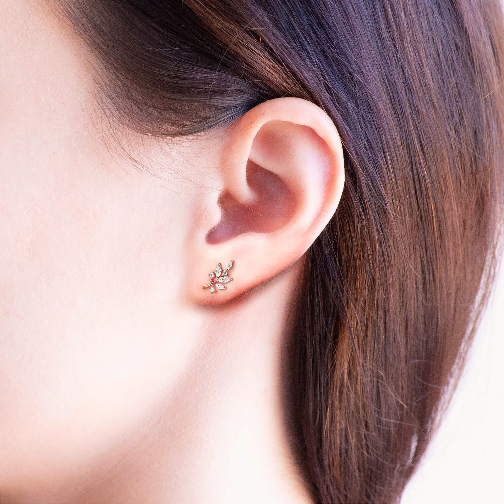 Earring Diamante Leaf and Flower