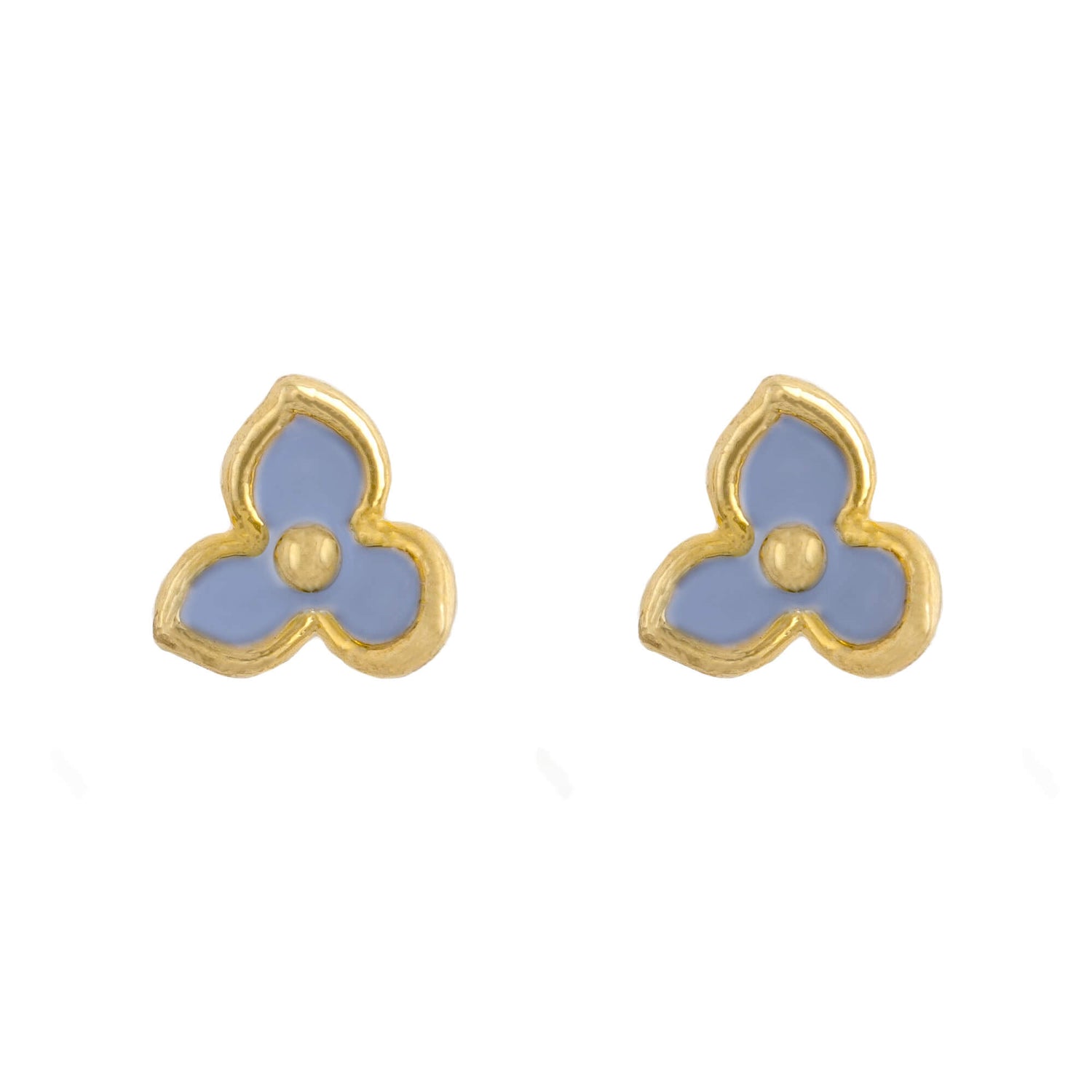 Earring Epoxy Three Petals Blue Gold