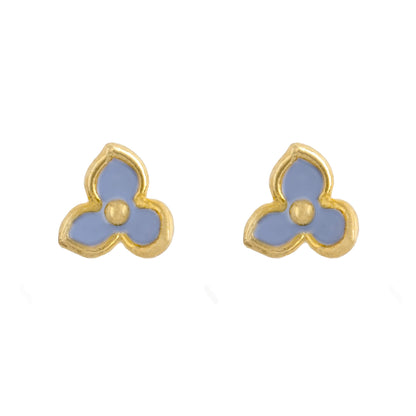 Earring Epoxy Three Petals Blue Gold