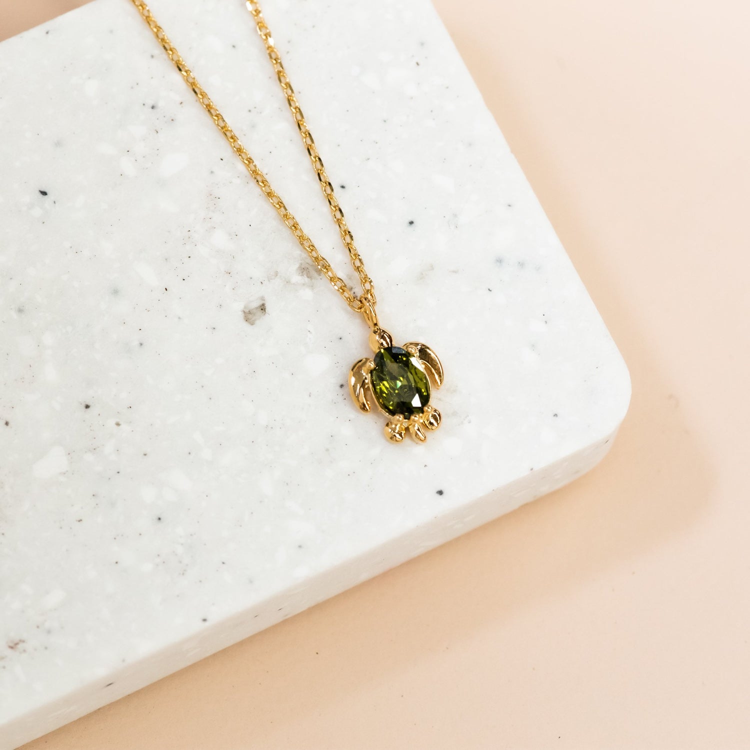 Necklace Diamante Turtle Green