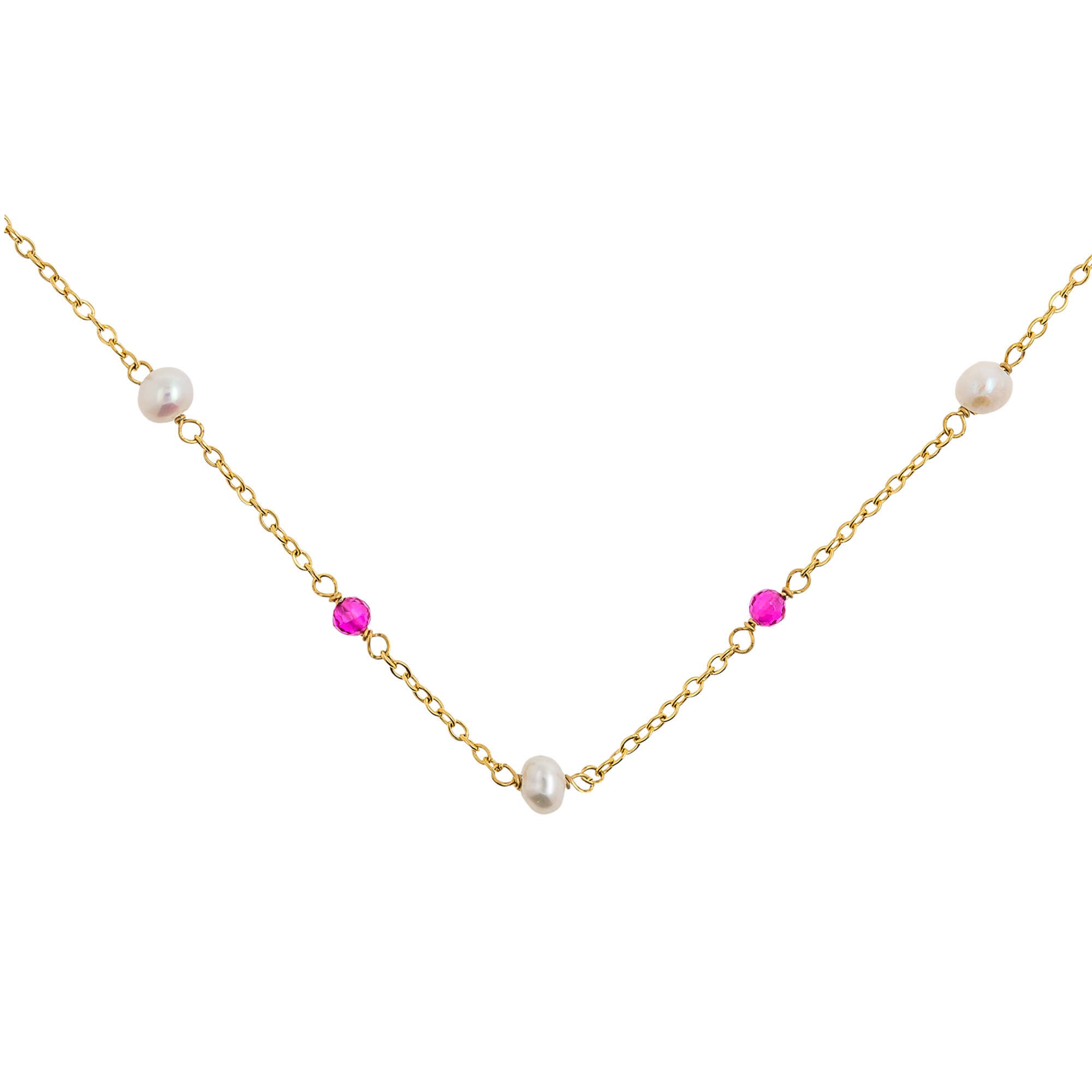 Ruby pearl on sale gold necklace