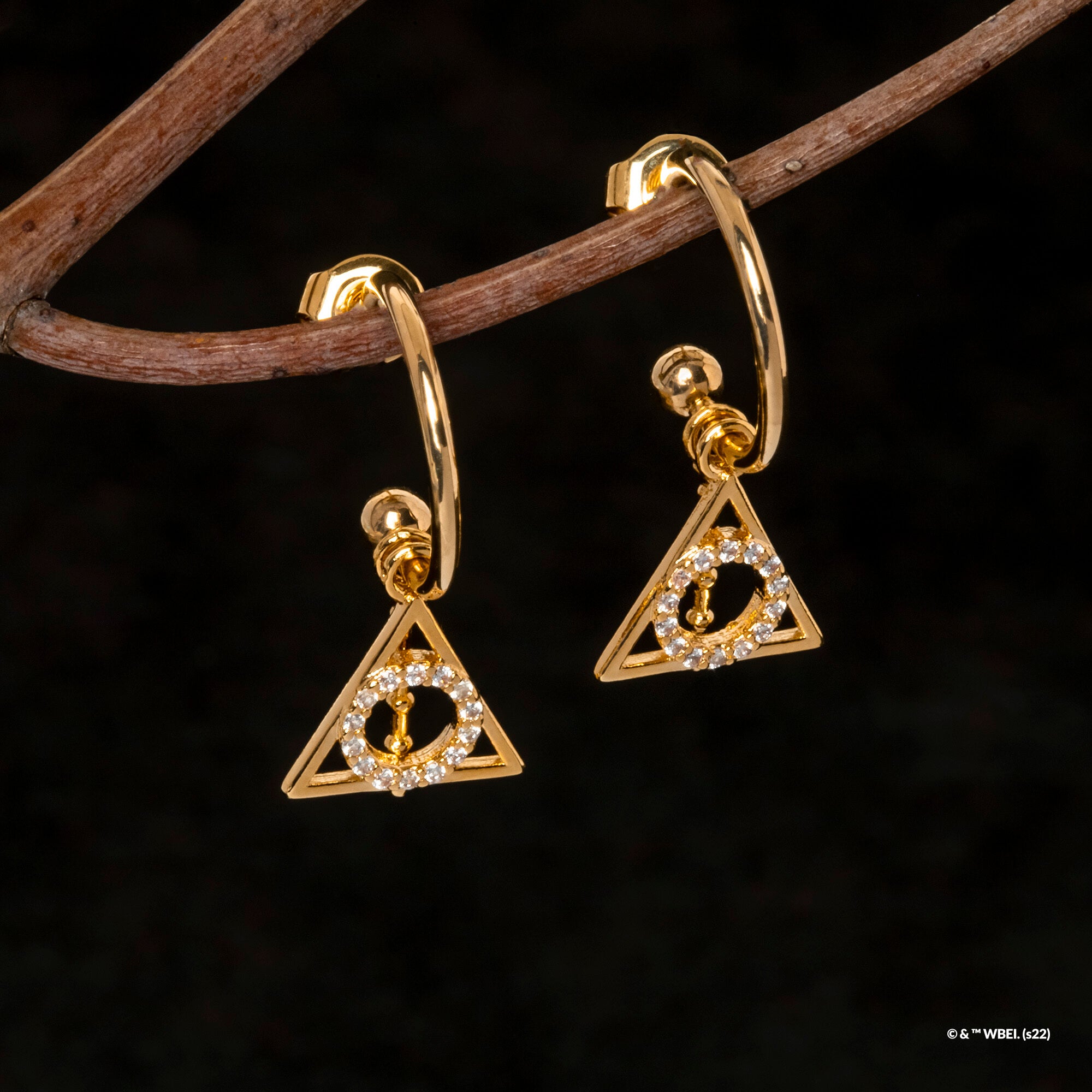 Harry Potter Hoop Earring Diamante Deathly Hallows