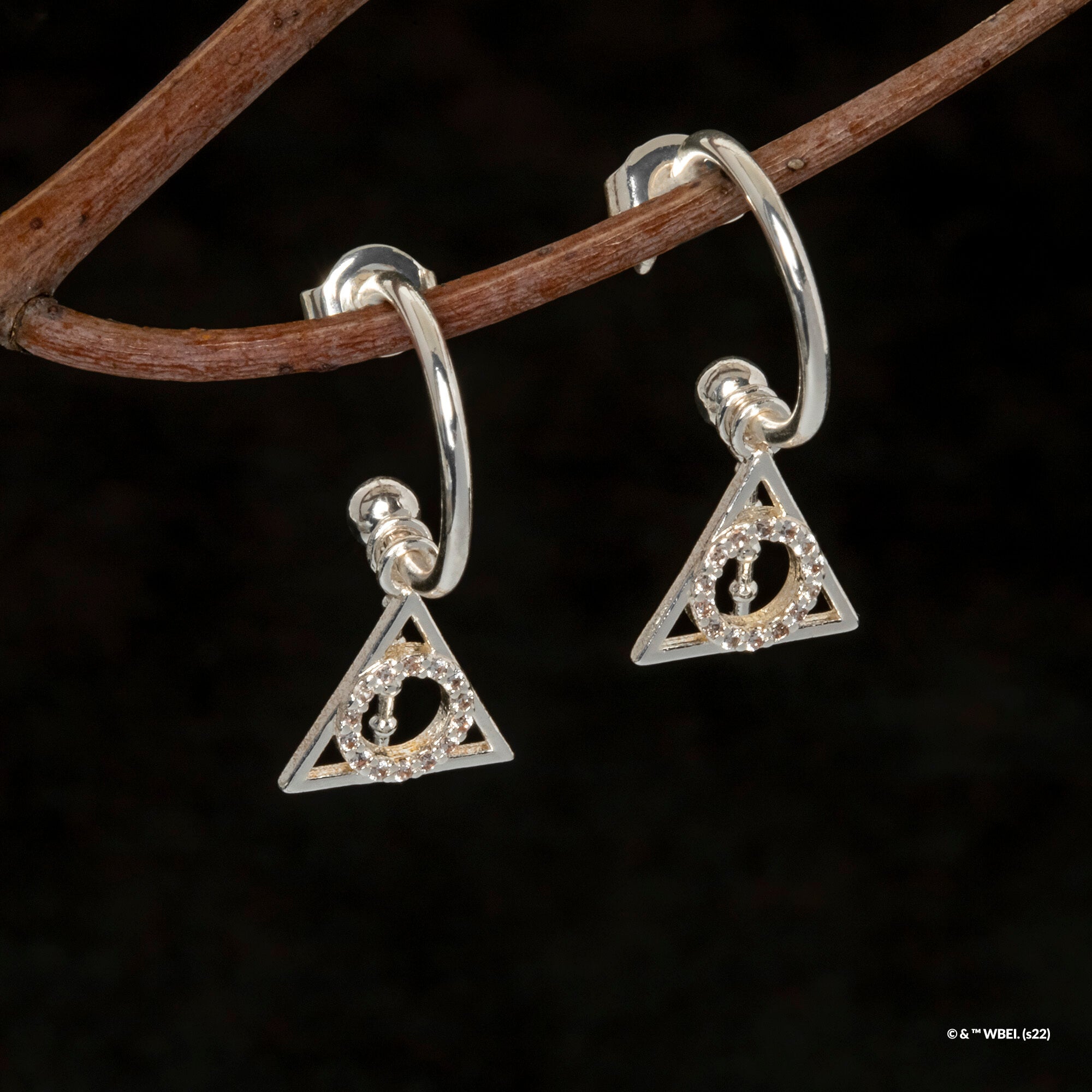 Harry Potter Hoop Earring Diamante Deathly Hallows